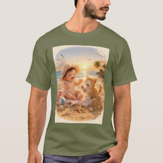 Strandbaby und Kätzchen-Sandburgenfreude T-Shirt