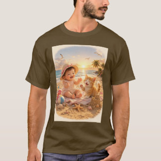 Strandbaby und Kätzchen-Sandburgenfreude T-Shirt
