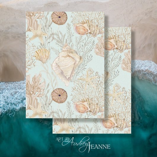 Strandbad Aqua Beach Coral Starfish Muschel Aqua Seidenpapier