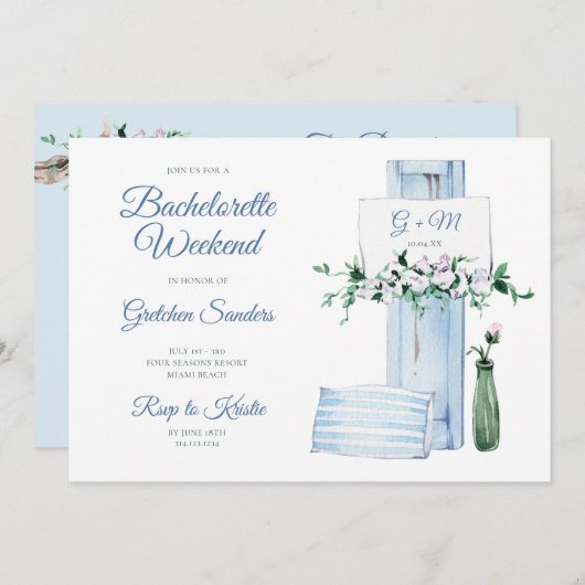Strandbad Bachelorette Einladung (Vorne/Hinten)