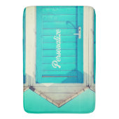 Strandbad Cabana türkis weiß Badematte (Vorderseite Vertikal)