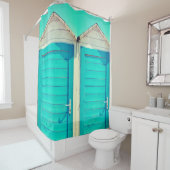 Strandbad Cabana türkis weiß Duschvorhang (Beispiel)