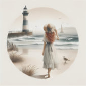 Strandbad Leuchtturm Spaziergang Aufkleber (Vorderseite)