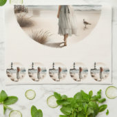 Strandbad Leuchtturm Spaziergang Geschirrtuch (Gefaltet)