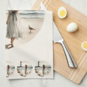 Strandbad Leuchtturm Spaziergang Geschirrtuch (Viertel Falte)