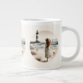 Strandbad Leuchtturm Spaziergang Jumbo-Tasse (Rechts)