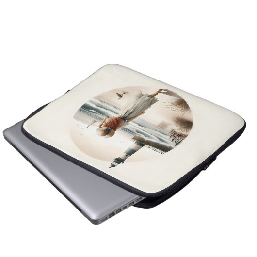 Strandbad Leuchtturm Spaziergang Laptopschutzhülle (Vorne Knopf)
