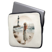 Strandbad Leuchtturm Spaziergang Laptopschutzhülle (Vorderseite Links)