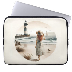 Strandbad Leuchtturm Spaziergang Laptopschutzhülle