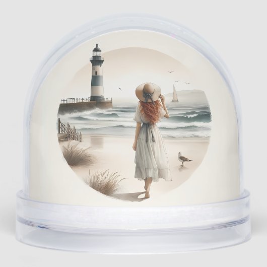 Strandbad Leuchtturm Spaziergang Schneekugeln (Vorderseite)