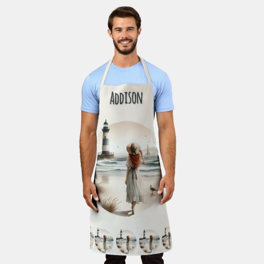 Strandbad Leuchtturm Spaziergang Schürze (Getragen)