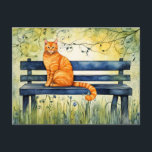 Strandbad Lido di Lugano Postkarte<br><div class="desc">Die orangefarbene Katze sitzt auf einer Parkbank,  umgeben von Grün und Bäumen in einer ruhigen Umgebung</div>