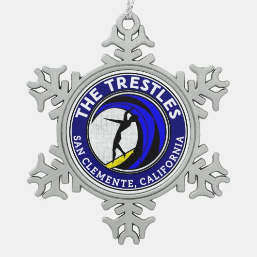 Strandbad Lido di Lugano Schneeflocken Zinn-Ornament (Vorderseite)