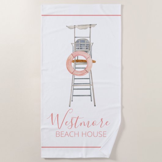 Strandbad Lifeguard Chair Beach House Strandtuch (Vorderseite)