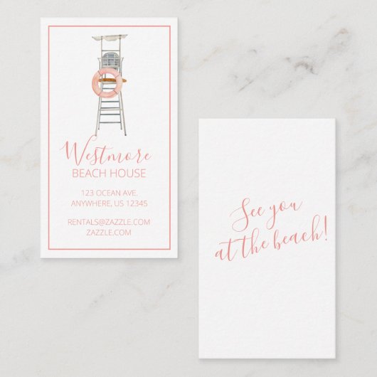 Strandbad Lifeguard Chair Beach House Visitenkarte (Vorne/Hinten)