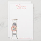 Strandbad Lifeguard Stehstuhl Beach House Briefpapier (Vorne/Hinten)