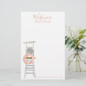 Strandbad Lifeguard Stehstuhl Beach House Briefpapier (Stehend Vorderseite)