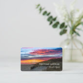 Strandbad mit Sanddünen Sonnenuntergang Agent Stil Visitenkarte (Stehend Vorderseite)