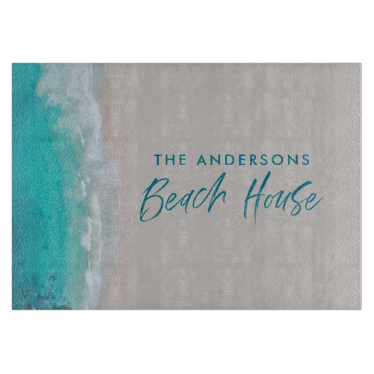 Strandbad mit tropischem Sand, Meer, sonnige Welle Schneidebrett (Vorderseite)