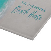 Strandbad mit tropischem Sand, Meer, sonnige Welle Schneidebrett (Ecke)