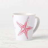 Strandbad Rosa Starfish Wasserfarbe Kunst Milchtasse (Rechte Ecke)