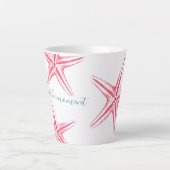 Strandbad Rosa Starfish Wasserfarbe Kunst Milchtasse (Vorderseite)