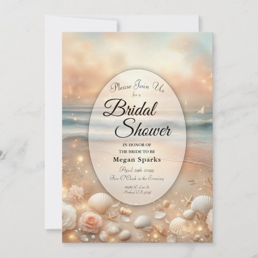 Strandbad Sparkle und Sonnenuntergang Brautparty d Einladung (Vorderseite)