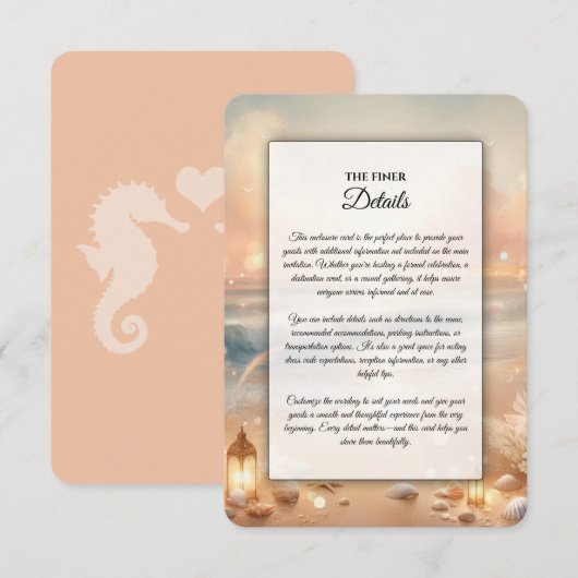 Strandbad Sparkle und Sonnenuntergang Hochzeit Begleitkarte (Vorne/Hinten)