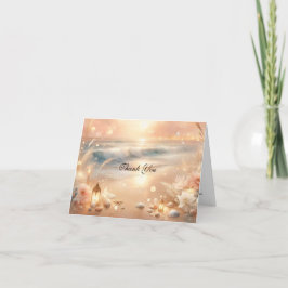 Strandbad Sparkle und Sonnenuntergang Hochzeit Dankeskarte