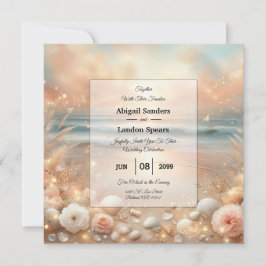 Strandbad Sparkle und Sonnenuntergang Hochzeit Einladung