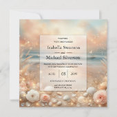 Strandbad Sparkle und Sonnenuntergang Hochzeit Einladung (Vorderseite)