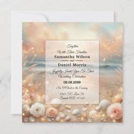 Strandbad Sparkle und Sonnenuntergang Hochzeit Einladung