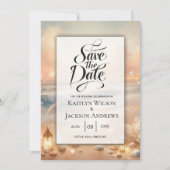 Strandbad Sparkle und Sonnenuntergang Hochzeit Save The Date (Vorderseite)