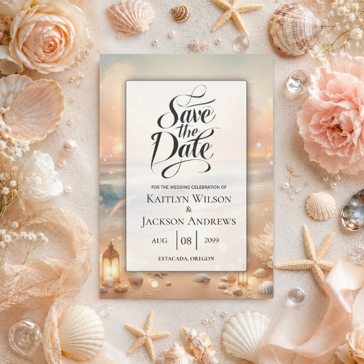 Strandbad Sparkle und Sonnenuntergang Hochzeit Save The Date