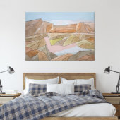 Strandbad Strandfarbe Linien Printmedien Leinwanddruck (Insitu (Schlafzimmer))