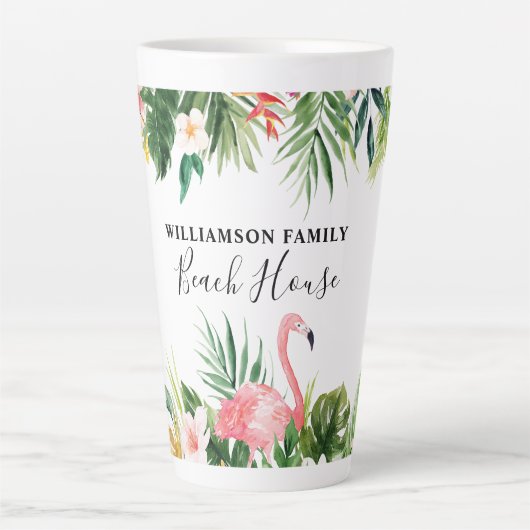 Strandbad tropical floral Beach House Grosses Milchtasse (Vorderseite)
