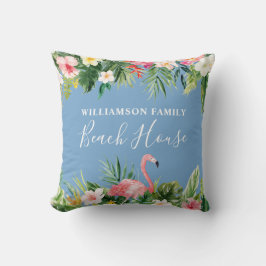 Strandbad Tropical Floral Family Beach House Blau Kissen