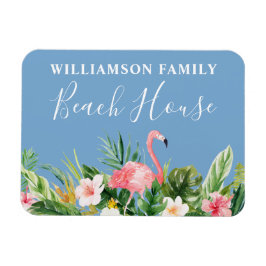 Strandbad Tropical Floral Family Beach House Blau Magnet