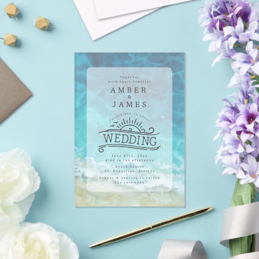 Strandbäder Strandlinie Art Wedding Acryleinladungen (In Situ (Hochzeit))