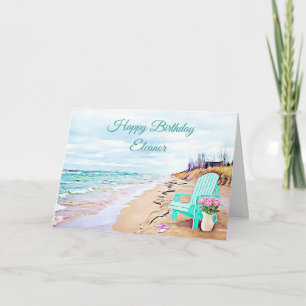 Strandbadezene Aquamarine Blume  Geburtstag Karte