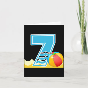 Strandball 7. Geburtstag Poolparty 7 Jahre alt Karte