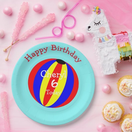 Strandball-Spaß farbenfroh Pappteller (Party)