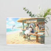 Strandbar des Pinguins Feiertagskarte (Stehend Vorderseite)