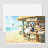 Strandbar des Pinguins Feiertagskarte (Vorne/Hinten)