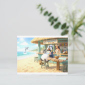 Strandbar des Pinguins Postkarte (Stehend Vorderseite)