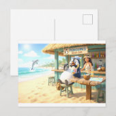 Strandbar des Pinguins Postkarte (Vorne/Hinten)
