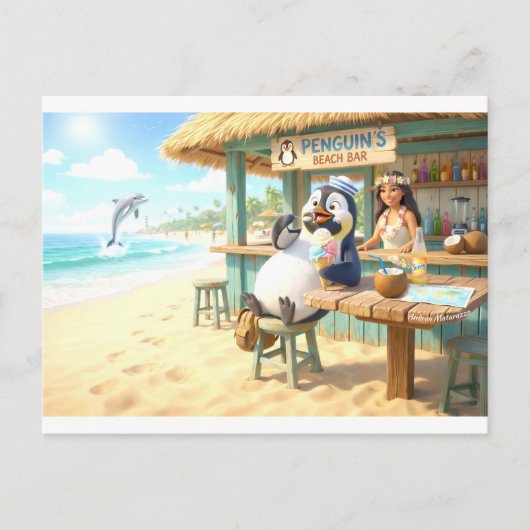 Strandbar des Pinguins Postkarte (Vorderseite)