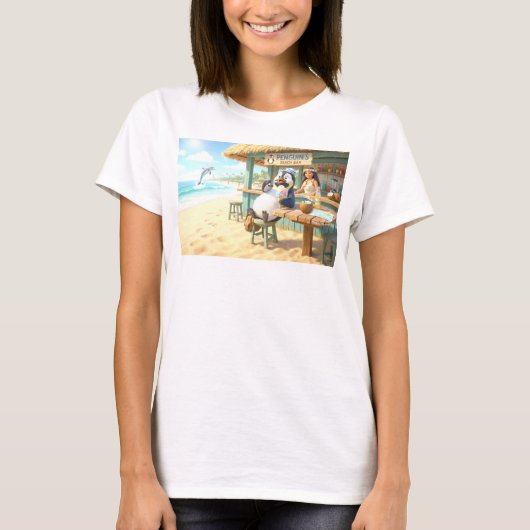 Strandbar des Pinguins T-Shirt (Vorderseite)