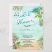 Strandbäume mit tropischen Palmen Brautparty Einladung (Vorderseite)