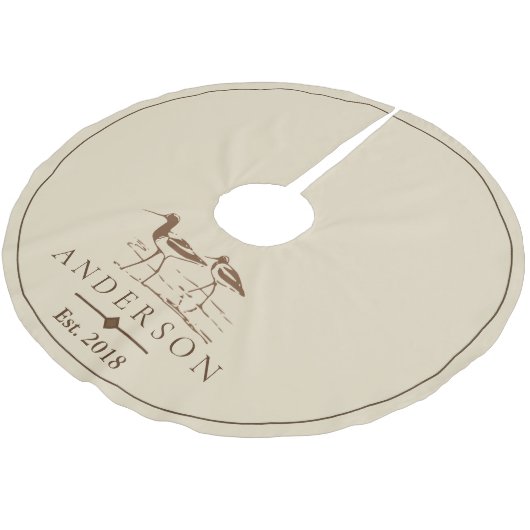 Strandbäume Sandpiper Birds | PERSONALISIERT Polyester Weihnachtsbaumdecke (Schrägansicht)